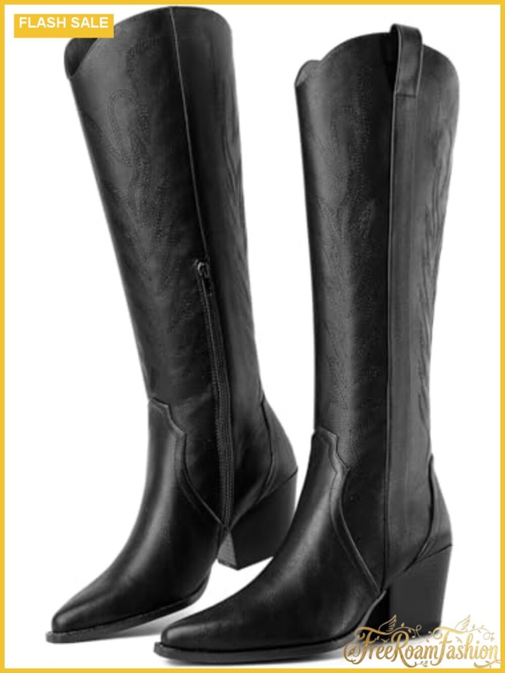 Women's Platform High Heel Knee High Boots Lace Up Round Toe